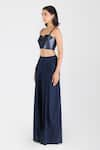 Amit Aggarwal_Blue Poplin Woven Checkered Notched Bustier _Online_at_Aza_Fashions