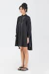 Buy_Amit Aggarwal_Black Poplin Embroidery Cord Mandarin Collar Wave Shirt Dress _Online_at_Aza_Fashions