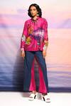 Buy_ANANYA AGRAWAL LABEL_Pink Chanderi Printed Botanical Collared Shirt With Pant _at_Aza_Fashions