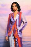 Buy_Ananya Agrawal Label_Purple Drawstring Waist Blazer And Pant Set _Online_at_Aza_Fashions