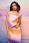 Ananya Agrawal Label Purple Cotton Gradient Ombre Draped Midi Dress at Aza Fashions Ananya Agrawal Label_Purple Cotton Gradient Ombre Draped Midi Dress _at_Aza_Fashions