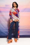 Buy Ananya Agrawal Label Blue Crepe Collared Gradient Print Shirt And Pant Set at Aza Fashions Buy_Ananya Agrawal Label_Blue Crepe Collared Gradient Print Shirt And Pant Set _at_Aza_Fashions