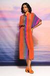 Buy Ananya Agrawal Label Orange Crepe Collared Gradient Detailed Shirt Dress at Aza Fashions Buy_Ananya Agrawal Label_Orange Crepe Collared Gradient Detailed Shirt Dress _at_Aza_Fashions
