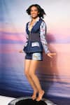 Shop Ananya Agrawal Label Blue Chanderi, Denim Jungle Print Blazer Online at Aza Fashions Shop_Ananya Agrawal Label_Blue Chanderi, Denim Jungle Print Blazer _Online_at_Aza_Fashions
