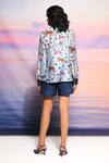 Shop Ananya Agrawal Label Blue Chanderi, Denim Collared Jungle Print Shirt And Shorts Set at Aza Fashions Shop_Ananya Agrawal Label_Blue Chanderi, Denim Collared Jungle Print Shirt And Shorts Set _at_Aza_Fashions