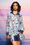 Buy Ananya Agrawal Label Blue Chanderi, Denim Collared Jungle Print Shirt And Shorts Set Online at Aza Fashions Buy_Ananya Agrawal Label_Blue Chanderi, Denim Collared Jungle Print Shirt And Shorts Set _Online_at_Aza_Fashions