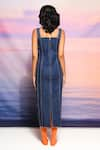 Shop_ANANYA AGRAWAL LABEL_Blue Denim Plain Square Midi Dress _at_Aza_Fashions