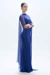 Buy_Aroka_Blue Modal Satin Plain Cowl Neck Tyra Slip Dress _Online_at_Aza_Fashions