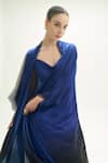 Aroka_Blue Modal Satin Plain Open Front Luna Ombre Overlay _at_Aza_Fashions