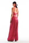 Shop_Aroka_Pink Modal Satin Plain Pleated Boulevard Pant _at_Aza_Fashions