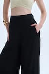 Shop_Aroka_Black Moroccan Crepe Plain Coco Pant _at_Aza_Fashions