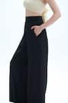 Aroka_Black Moroccan Crepe Plain Coco Pant _Online_at_Aza_Fashions