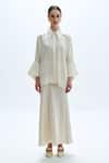 Buy_Aroka_Ivory Modal Satin Plain Collar Adira Kimono Shirt _Online_at_Aza_Fashions