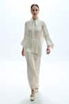 Shop_Aroka_Ivory Modal Satin Plain Collar Adira Kimono Shirt _Online_at_Aza_Fashions