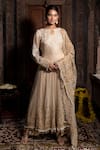 Buy_Farha Syed_Ivory Blouse And Lehenga Chanderi Silk Tissue Applique Hand Embroidered Set _at_Aza_Fashions