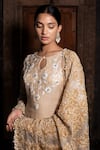 Shop_Farha Syed_Ivory Blouse And Lehenga Chanderi Silk Tissue Applique Hand Embroidered Set _Online_at_Aza_Fashions