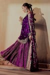 Buy_Gul By Aishwarya_Purple Velvet Embroidery Zardozi Keyhole Neck Guldasta Kurta Gharara Set _Online_at_Aza_Fashions