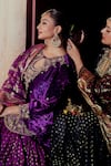 Shop_Gul By Aishwarya_Purple Velvet Embroidery Zardozi Keyhole Neck Guldasta Kurta Gharara Set 