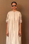 MATI_Off White 100% Cotton Woven Zardozi Placement Embroidered Kurta And Pant Set _Online_at_Aza_Fashions