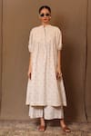 Buy_MATI_Off White 100% Cotton Embroidery Thread Mandarin Collar Heart Tunic _at_Aza_Fashions