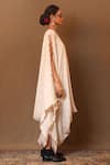 Shop_MATI_Off White 100% Cotton Embroidery Zari Dress Boat Neck Heart Cowl _Online_at_Aza_Fashions