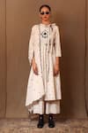 Buy_MATI_Off White 100% Cotton Embroidery Spade Pant _at_Aza_Fashions