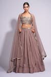 Shruti S_Purple Lehenga And Blouse Silk Embroidered Zari Square Waistline Set _Online_at_Aza_Fashions