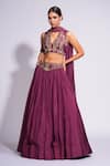 Buy_Shruti S_Purple Lehenga And Blouse Silk Embroidered Zari Blunt V & Dori Set _at_Aza_Fashions