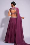 Shop_Shruti S_Purple Lehenga And Blouse Silk Embroidered Zari Blunt V & Dori Set _at_Aza_Fashions