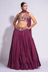 Shruti S_Purple Lehenga And Blouse Silk Embroidered Zari Blunt V & Dori Set _Online_at_Aza_Fashions