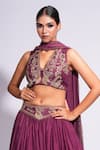 Shop_Shruti S_Purple Lehenga And Blouse Silk Embroidered Zari Blunt V & Dori Set _Online_at_Aza_Fashions