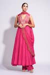 Shop_Shruti S_Pink Anarkali And Pant Silk Embroidered Zari Blunt V Set _Online_at_Aza_Fashions