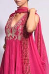 Buy_Shruti S_Pink Anarkali And Pant Silk Embroidered Zari Blunt V Set 