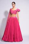 Buy_Shruti S_Pink Lehenga And Drape Star Net Embroidered Sequin Round Upcycled Set _at_Aza_Fashions