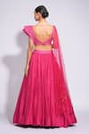 Shop_Shruti S_Pink Lehenga And Drape Star Net Embroidered Sequin Round Upcycled Set _at_Aza_Fashions