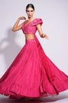 Buy_Shruti S_Pink Lehenga And Drape Star Net Embroidered Sequin Round Upcycled Set _Online_at_Aza_Fashions