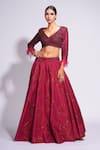 Buy_Shruti S_Red Lehenga And Blouse Silk Embroidered Sequin V Neck On Set _at_Aza_Fashions