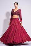 Buy_Shruti S_Red Lehenga And Blouse Silk Embroidered Sequin V Neck On Set 