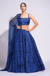 Shop_Shruti S_Blue Lehenga And Blouse Silk Embroidered Sequin Square Upcycled Set _Online_at_Aza_Fashions