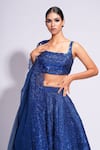 Buy_Shruti S_Blue Lehenga And Blouse Silk Embroidered Sequin Square Upcycled Set 