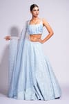 Buy_Shruti S_Blue Lehenga And Blouse Silk Embroidered Sequin Square On Set _at_Aza_Fashions