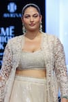 Shop_Awigna_Ivory Net Embroidery Cutdana Sweetheart Neck Poland Daisy Jacket And Lehenga Set _Online_at_Aza_Fashions