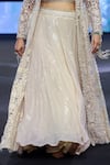 Awigna_Ivory Net Embroidery Cutdana Sweetheart Neck Poland Daisy Jacket And Lehenga Set _at_Aza_Fashions