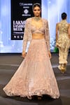 Buy_Awigna_Pink Net Embroidery Cutdana Sweetheart Romania Petunia Jacket And Lehenga Set _at_Aza_Fashions