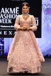 Buy_Awigna_Pink Net Embroidery Cutdana Sweetheart Neck Slovenia Ambrosia Lehenga Set _at_Aza_Fashions