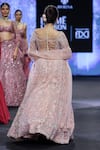 Shop_Awigna_Pink Net Embroidery Cutdana Sweetheart Neck Slovenia Ambrosia Lehenga Set _at_Aza_Fashions