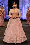 Awigna_Pink Net Embroidery Cutdana Sweetheart Neck Slovenia Ambrosia Lehenga Set _at_Aza_Fashions