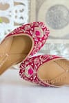 Buy_Amaryllis For Her_Pink Sequin Meher Fiore Vine Embroidered Juttis _at_Aza_Fashions