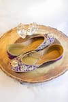 Buy_Amaryllis For Her_Purple Zari Gulmohar Embroidered Juttis _at_Aza_Fashions