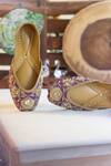 Shop_Amaryllis For Her_Purple Zari Gulmohar Embroidered Juttis _Online_at_Aza_Fashions